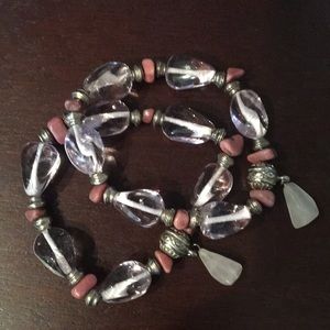 Pink and silver bracelets